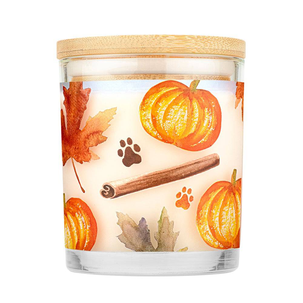 Pet House candles are hand-poured, and made from 100% natural, dye-free soy wax. Comes in an 8.5 oz. glass jar. Fragrance profile is a warm and spicy blend of pumpkin, cinnamon sugar, maple butter, and vanilla bean.