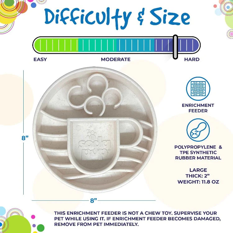 The eBowl enrichment slow feeder increases the challenge for your dog. The design features segments with varying heights, depths, and compartment sizes, making it more difficult than other slow feeders. Imitates natural eating conditions that encourage your dog's foraging instincts. Perfect for serving a variety of foods at one time.