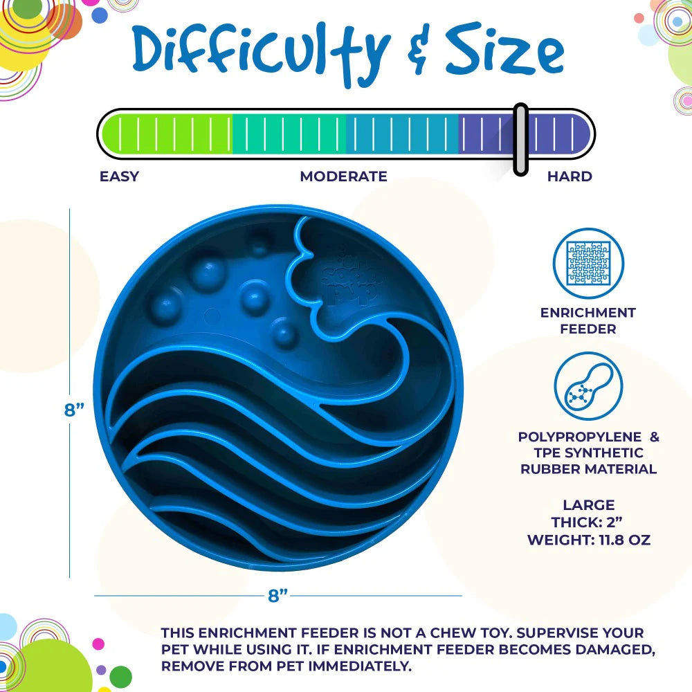 The eBowl enrichment slow feeder increases the challenge for your dog. The design features segments with varying heights, depths, and compartment sizes, making it more difficult than other slow feeders. Imitates natural eating conditions that encourage your dog's foraging instincts. Perfect for serving a variety of foods at one time.