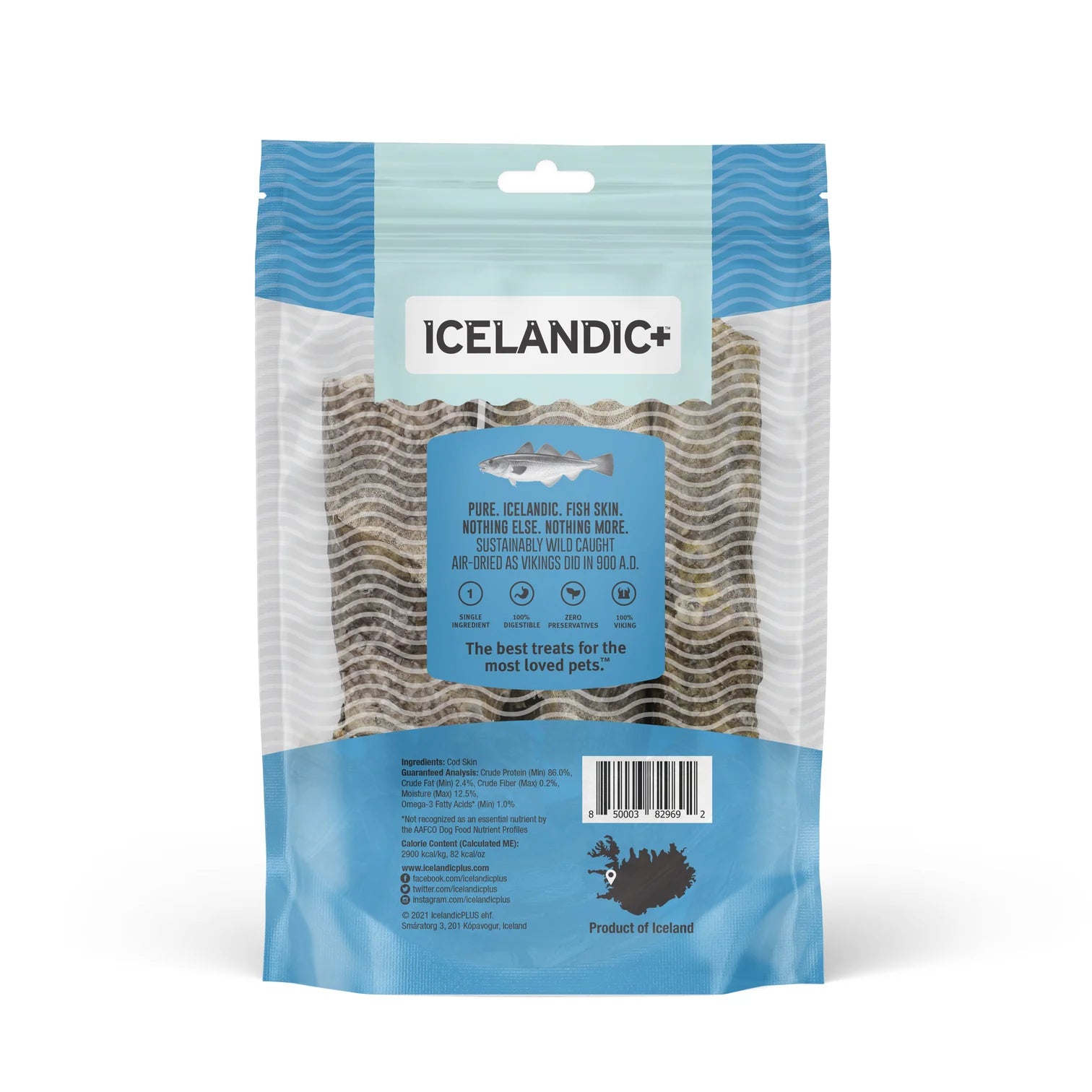 Icelandic+ Cod Chew Sticks are hand wrapped by skilled and knowledgeable craftsman in Iceland, sustainably wild-caught, 100% natural, and free of additives or preservatives.