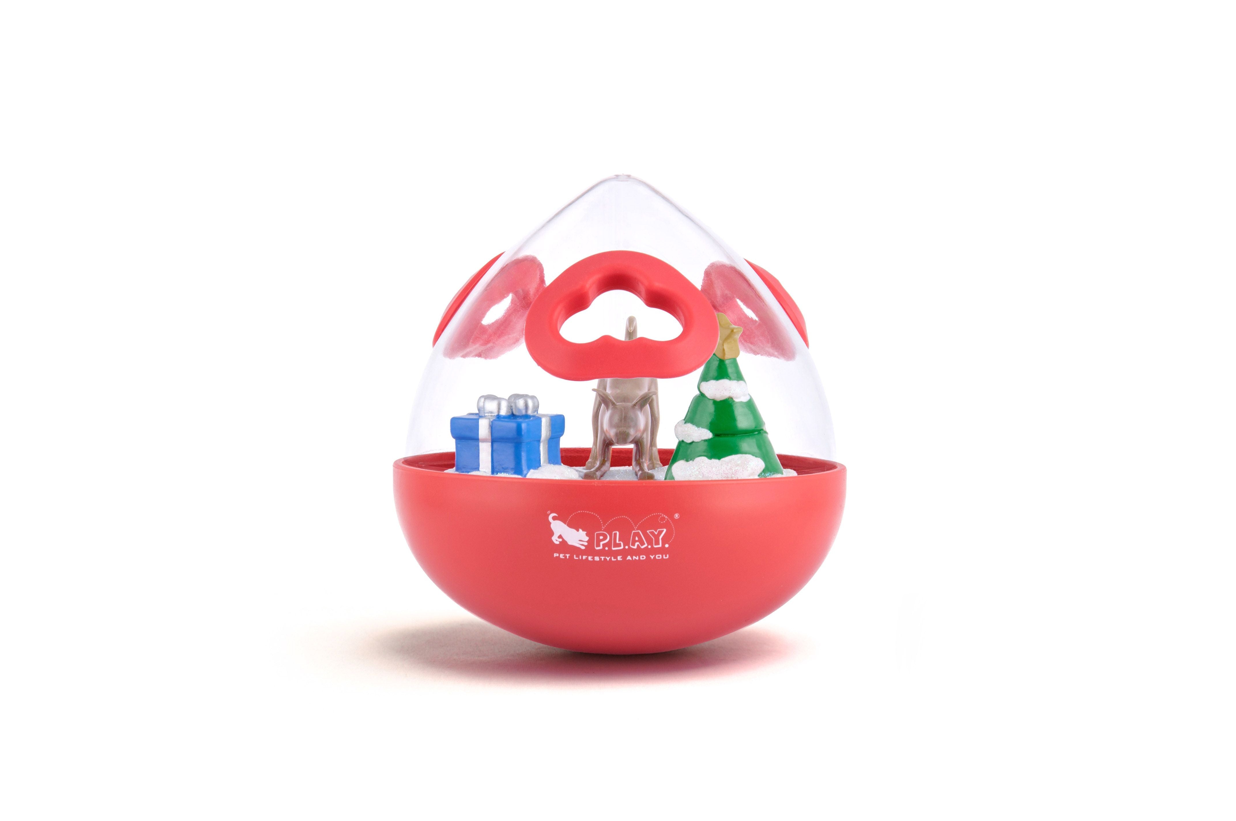 The Wobble Ball is a uniquely shaped interactive puzzle toy that combines play time with mental stimulation to create the ultimate enrichment experience. Simply fill the toy with your dog's favorite treats and watch as they paw, nose, nudge, and roll their way to a tasty reward! Can also be used as a slow-feeder.