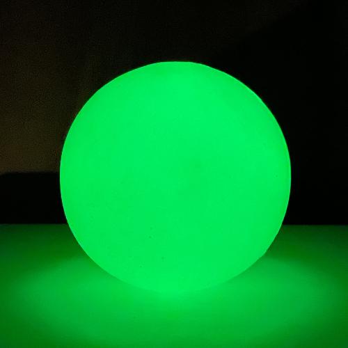 Glow ball chew toy and treat dispenser glows in the dark, features a unique grooved opening designed to retain treats, and floats. Toy is designed for fetching, chewing, or a long-lasting enrichment challenge. Withstands the abuse of most power chewers and provides your dog with hours of amusement and mental stimulation.