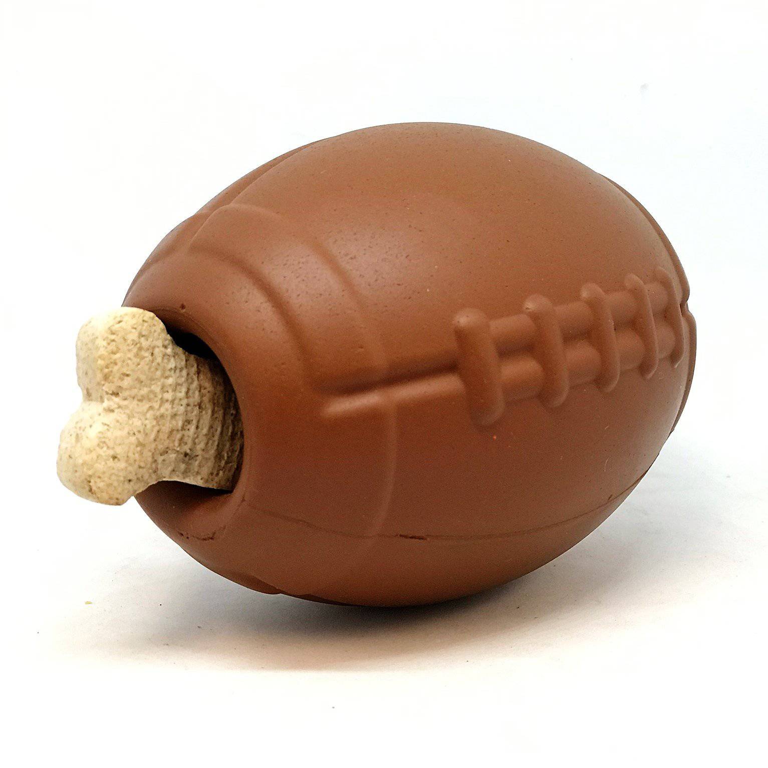 The "Mutts Kick Butt" football chew toy and treat dispenser will go long, score a touchdown, and have your dog dancing in the end zone.&nbsp;Toy is designed for fetching, chewing, and enrichment. Withstands the abuse of most power chewers.